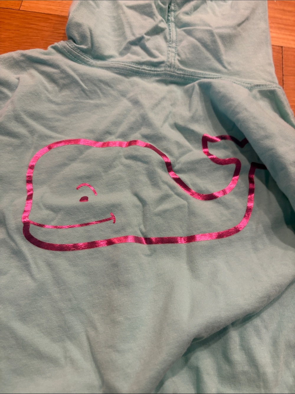 Vineyard Vines Girls' Teal Hoodie with Pink Whale Accent - Picture 4 of 5